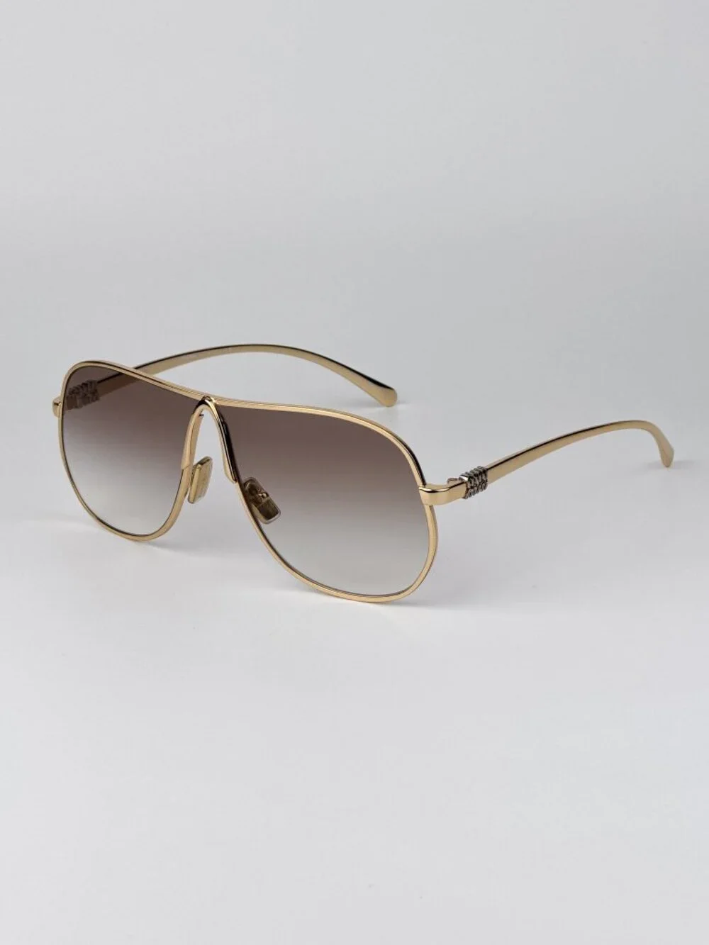 Miu Miu MUA56S 5AK90L Sunglasses – Shiny Gold Pilot Metal Frame Brown Gradient
